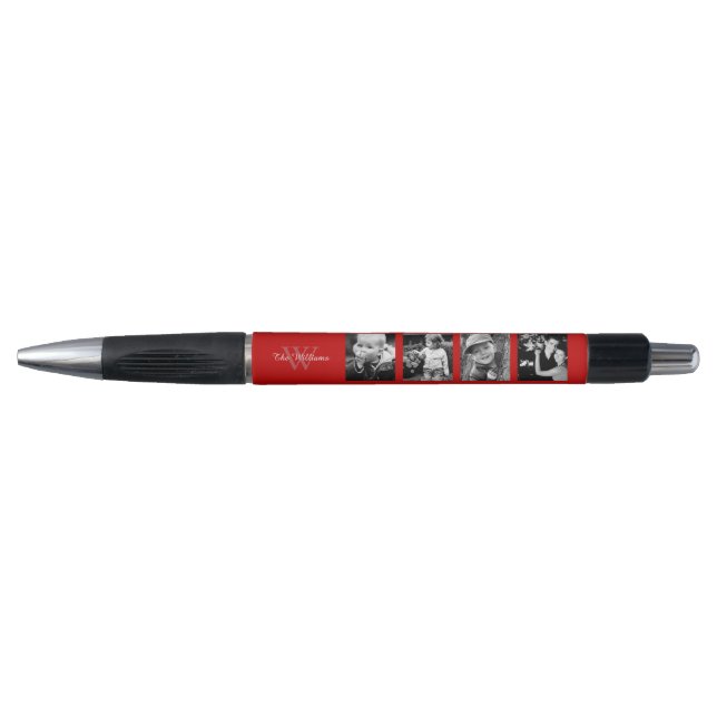 Red Monogram and Photo Collage Pen (Front)