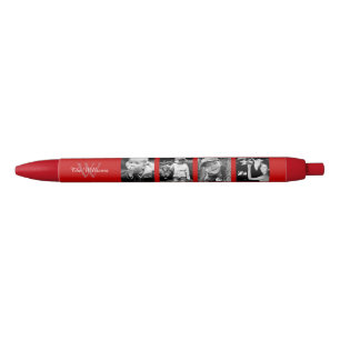 Red Monogram and Photo Collage Red Ink Pen