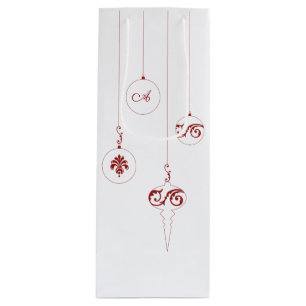 Red Monogram Bauble Christmas Ornaments Wine Gift Bag