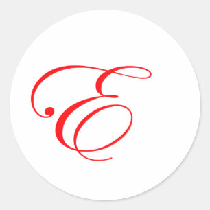 Red Monogram E Classic Round Sticker