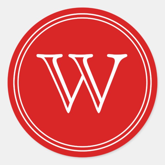 Red Monogram Envelope Seals Favour Tags (Front)