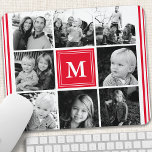 Red Monogram Family Photo Collage Mouse Pad<br><div class="desc">Monogram Family Photo Collage. Personalize this custom design with your own monogram initial or text.</div>
