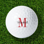 Red Monogram Initial and Name Personalized Golf Balls<br><div class="desc">Elevate your golf game with our custom golf balls, personalized with a simple classic monogram initial and a script name overlay. Choose from a wide selection of colours to create a timeless design that’s truly unique. These golf balls make a perfect gift for any occasion, whether it’s Christmas, Father’s Day,...</div>