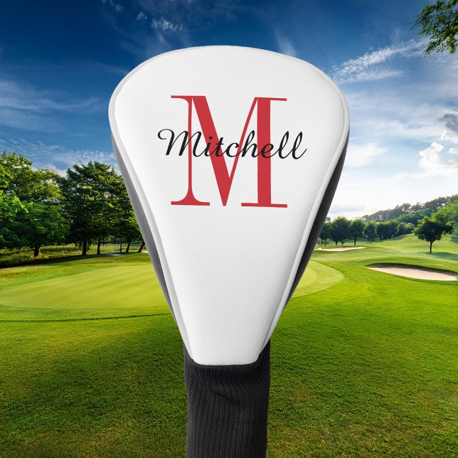 Red Monogram Initial and Name Personalized Golf Head Cover (Creator Uploaded)