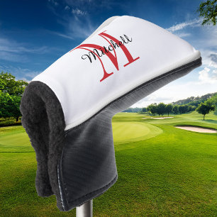 Red Monogram Initial and Name Personalized Golf Head Cover