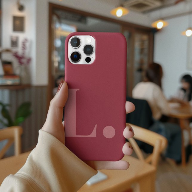 Red Monogram Letter Simple Colour Minimalist Style Case-Mate iPhone Case (Creator Uploaded)