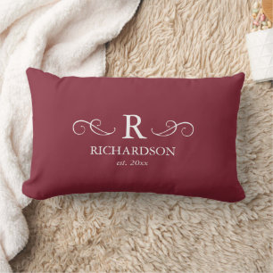 Red Monogram Lumbar Pillow