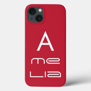 Red Monogram Name Personalized Modern iPhone 13 Case