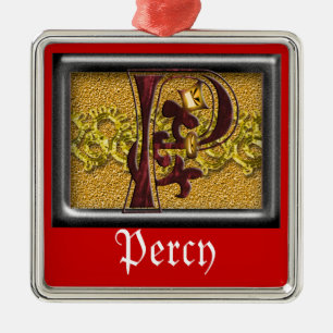 red monogram P Metal Ornament
