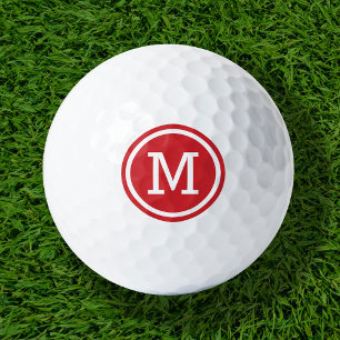 Red Monogram Personalized Golf Balls