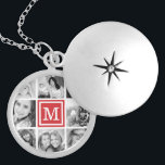 Red Monogram Photo Collage Locket Necklace<br><div class="desc">Cute keepsake locket necklace featuring your custom Instagram photo collage and personalized with your monogram initial. Click Customize It to change monogram font and colour and further personalized the design. Great gift for family,  friends,  parents,  and grandparents!</div>