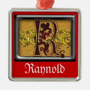 red monogram R Metal Ornament