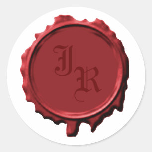Red Monogram Seal Wedding Stickers