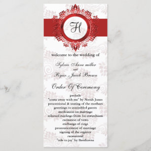 red monogram Wedding program