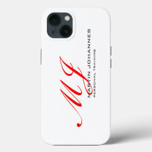 Red Monogram White Grey Personal Trainer Modern iPhone 13 Case