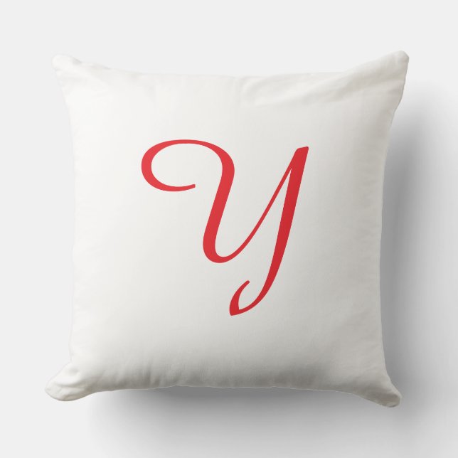 Red Monogram Y White Square  Throw Pillow (Front)