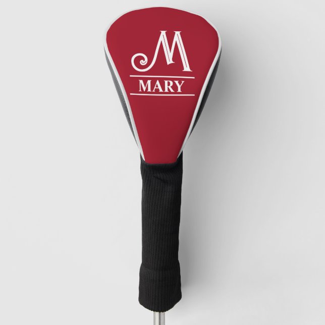 Red Monogrammed Golf Head Cover (Front)