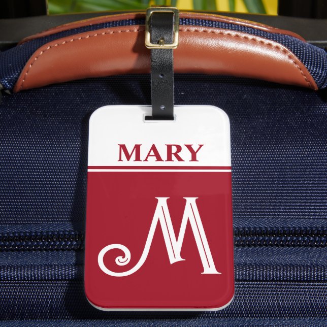 Red Monogrammed Luggage Tag (Front Insitu 2)