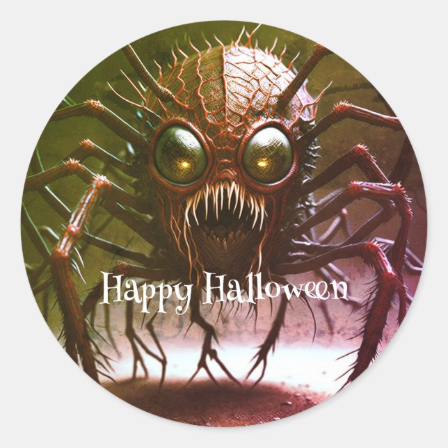 Red Monster Halloween Sticker (Front)