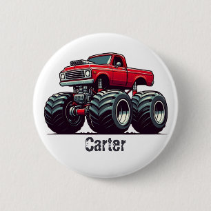 Red monster truck  2 inch round button