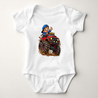 Red Monster Truck Adventure – Cute Driver Baby Bod Bodysuit