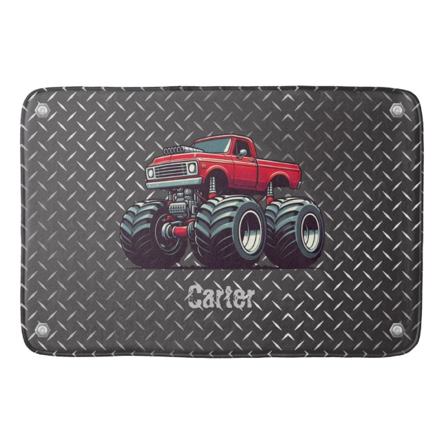 Red monster truck  bath mat (Front)