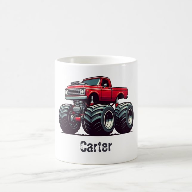 Red monster truck  coffee mug (Center)