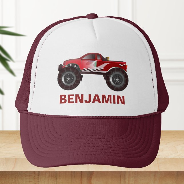 Red Monster Truck Kids Trucker Hat (Creator Uploaded)