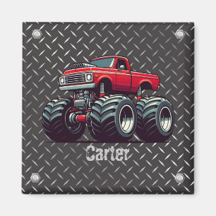 Red monster truck  magnet