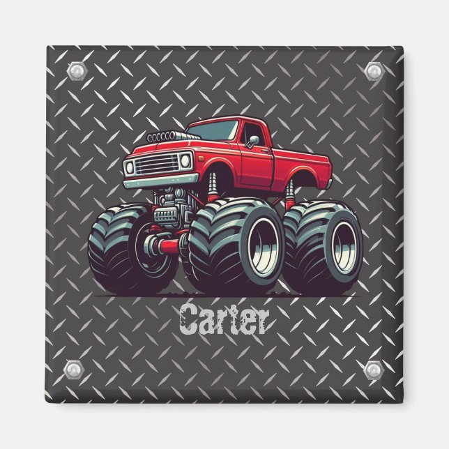 Red monster truck  magnet (Front)