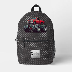 Red monster truck  printed backpack