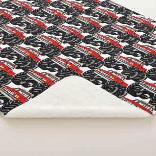Red Monster Truck Sherpa Blanket