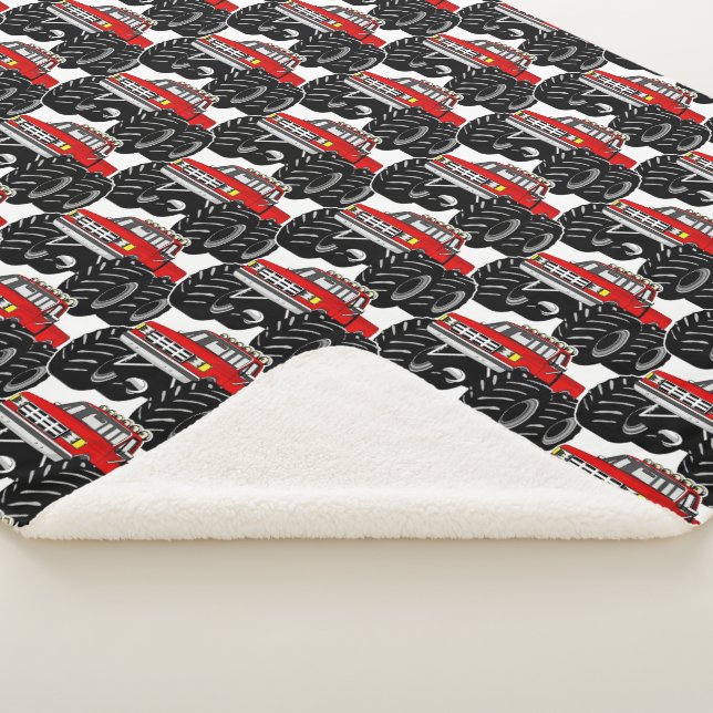 Red Monster Truck Sherpa Blanket (3/4)