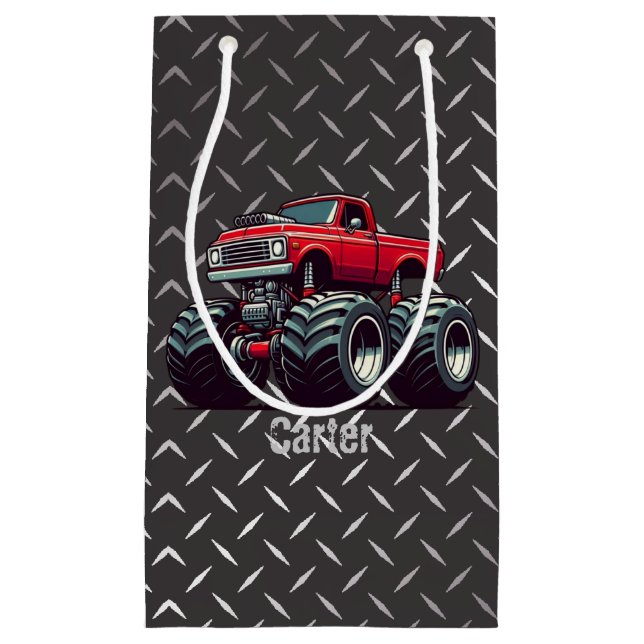 Red monster truck  small gift bag (Front)