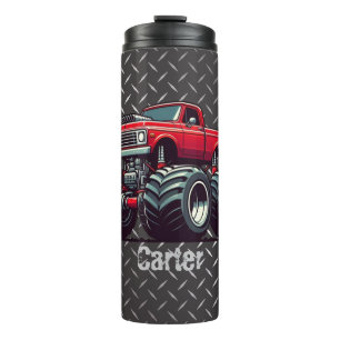 Red monster truck thermal tumbler