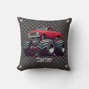 Red monster truck  throw pillow