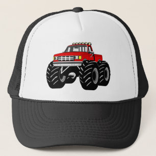 RED MONSTER TRUCK TRUCKER HAT