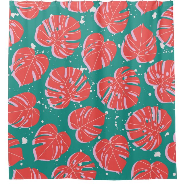 Red monstera: green tropical pattern (Front)