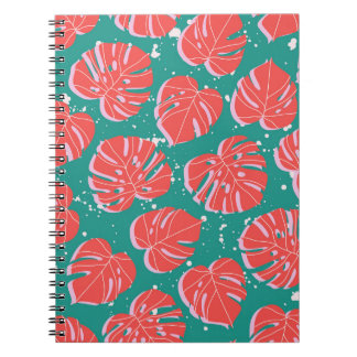 Red monstera: green tropical pattern notebook