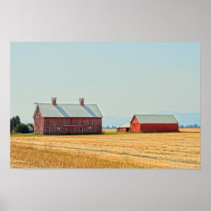 Red Montana Barns Poster