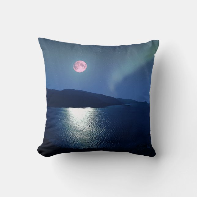 Red Moon Aurora Throw Pillow (Front)