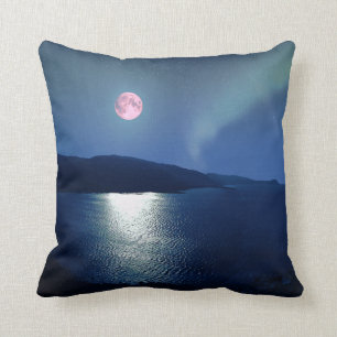 Red Moon Aurora Throw Pillow