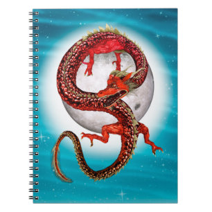 Red Moon Dragon Celestial Fantasy Art Notebook