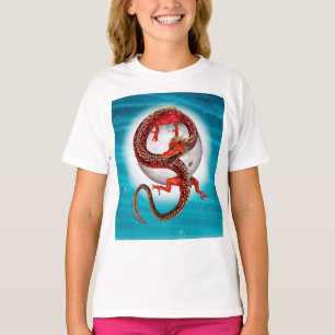 Red Moon Dragon Celestial Fantasy Art T-Shirt