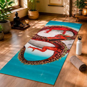 Red Moon Dragon Celestial Fantasy Art Yoga Mat