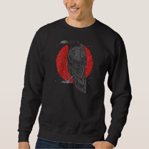 Red Moon Gothic Raven Forest Animal Bird Creepy Cr Sweatshirt