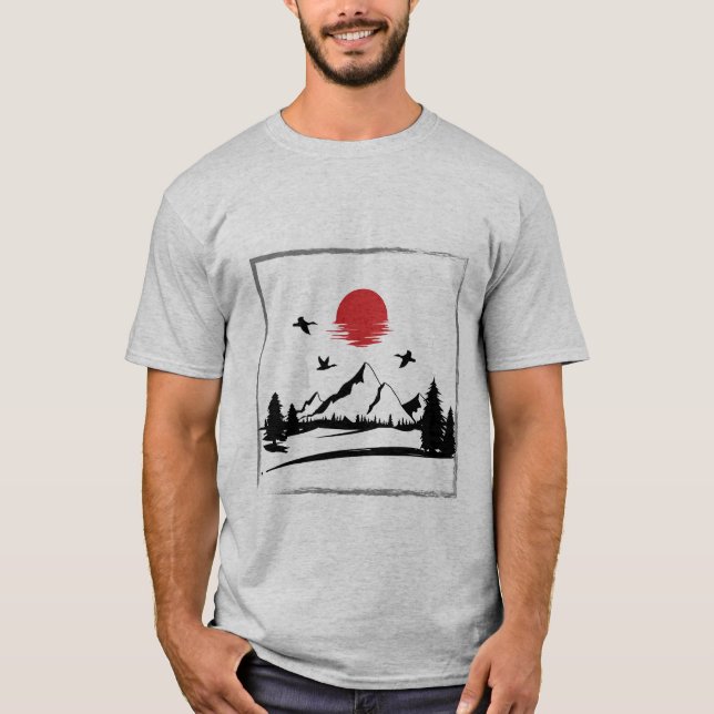 Red Moon Mountain T-Shirt – Forest Nature Tee (Front)