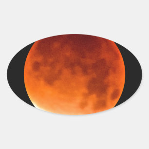 Red Moon Risiing Oval Sticker