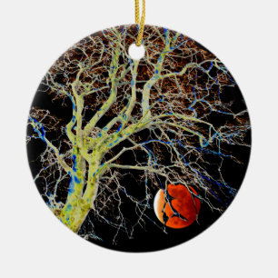 Red Moon Rising Ceramic Ornament