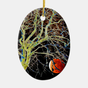 Red Moon Rising Ceramic Ornament